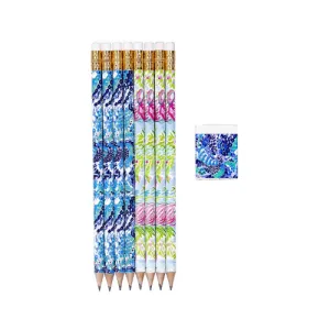 Pink & Blue Floral Pencil Set