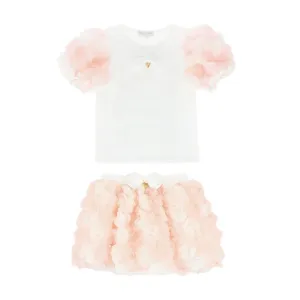 Pink & Ivory 'Roses' Skirt Set