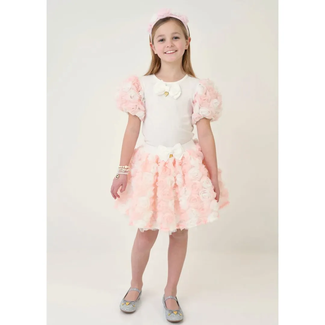 Pink & Ivory 'Roses' Skirt Set