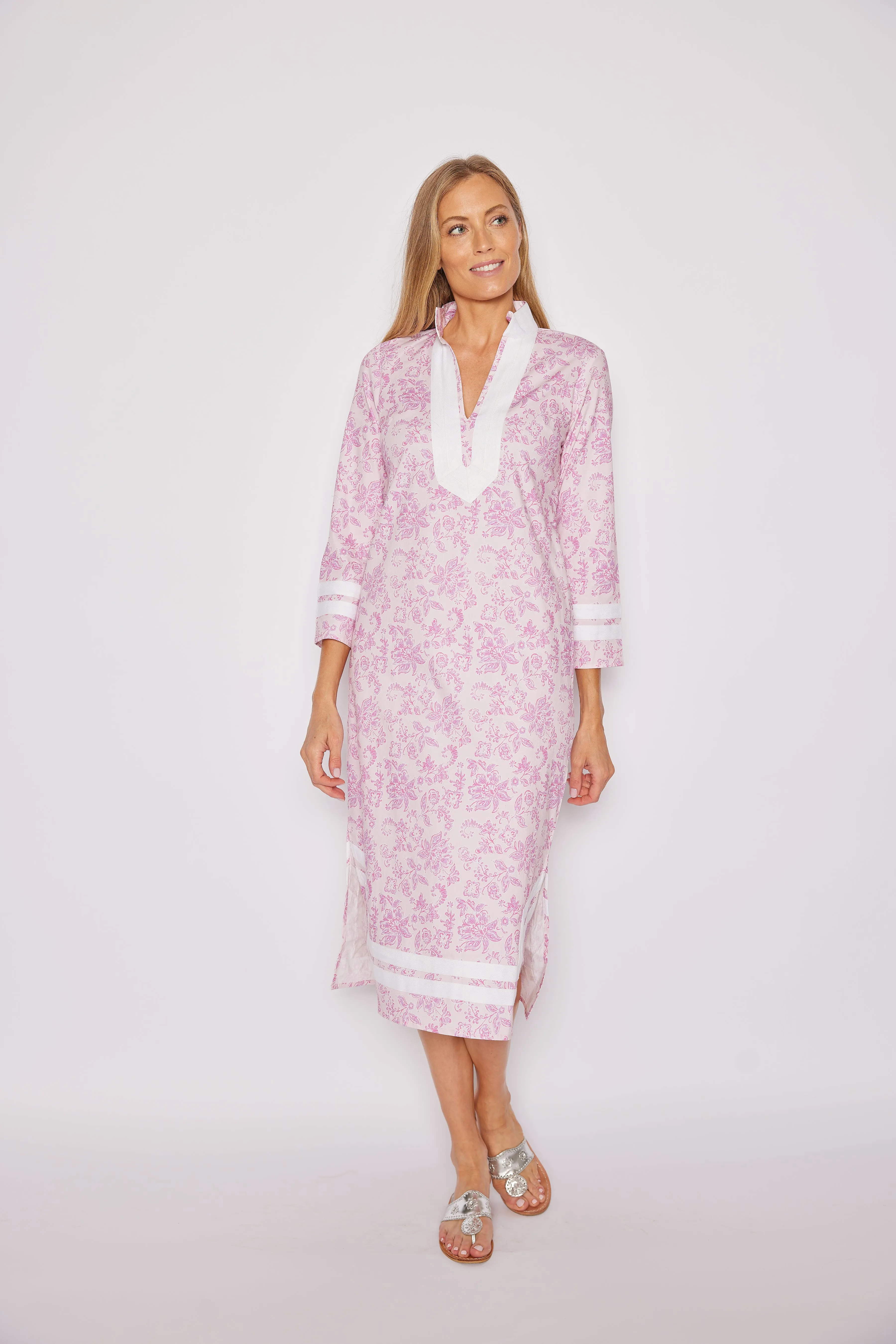 Pink Baroque Floral Caftan