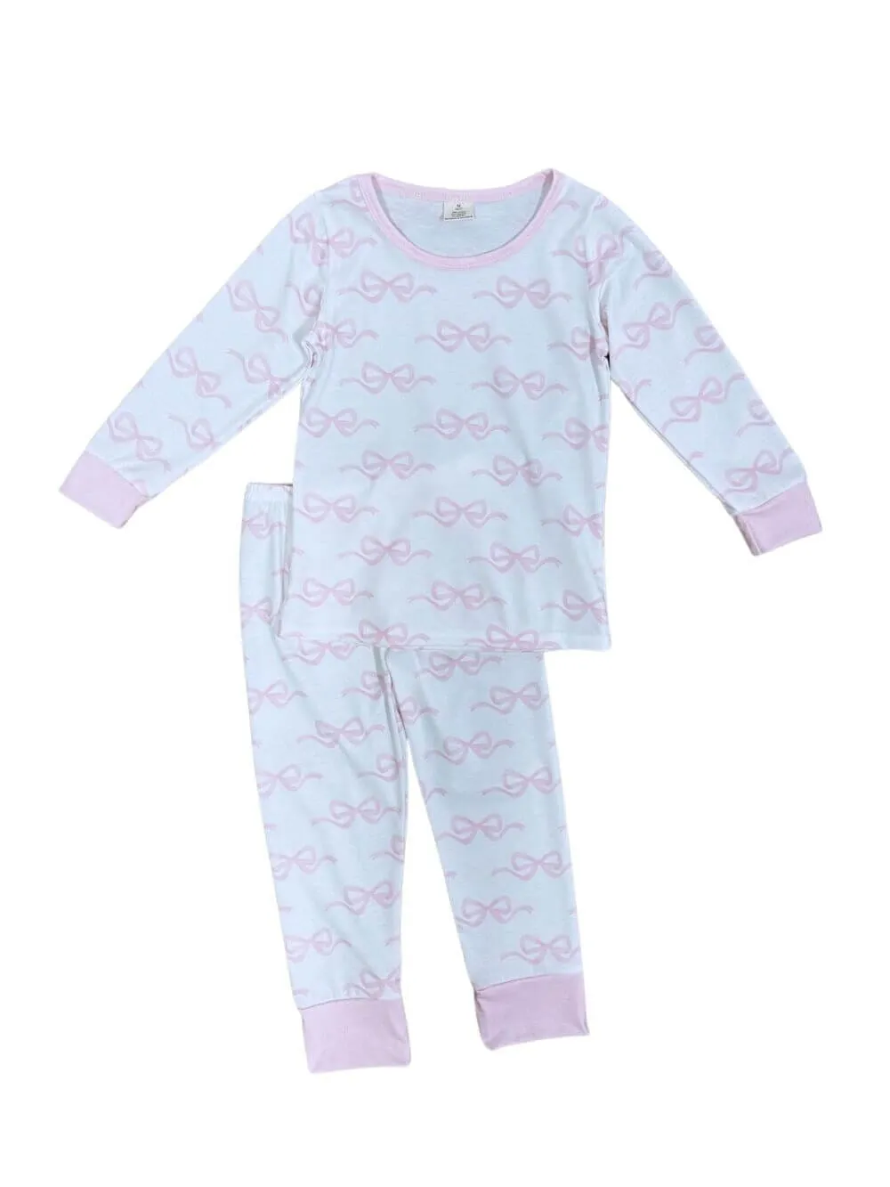 Pink Bow Perfect Girls Long Sleeve Pajamas