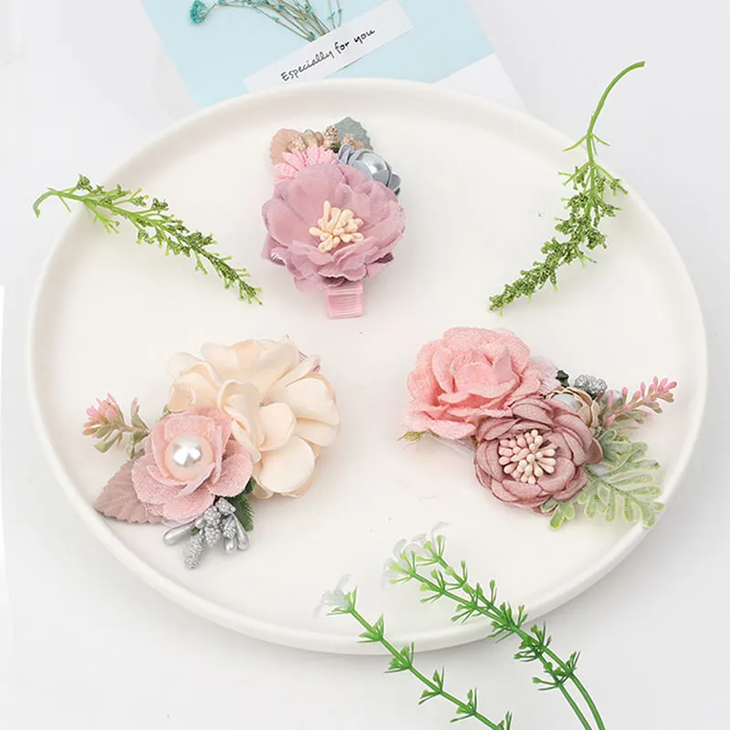 Pink Floral Baby Girl Hair Clips