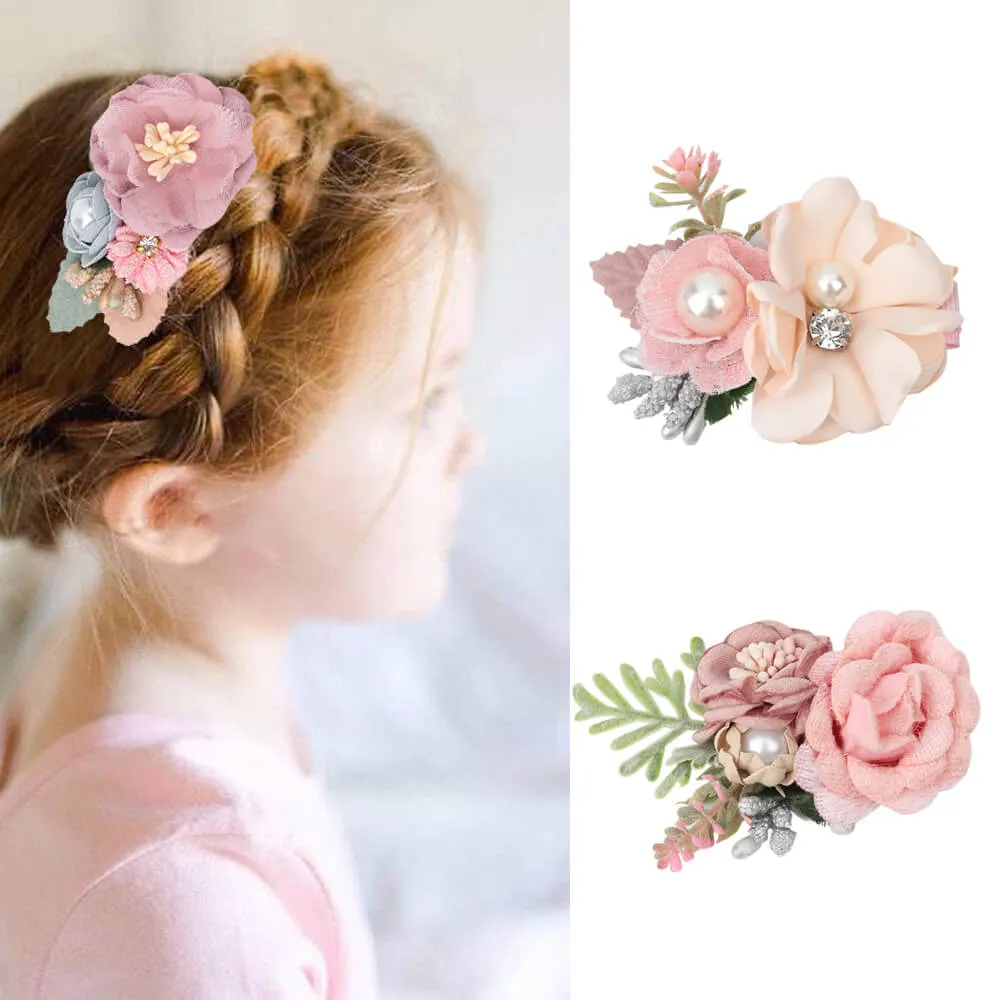 Pink Floral Baby Girl Hair Clips
