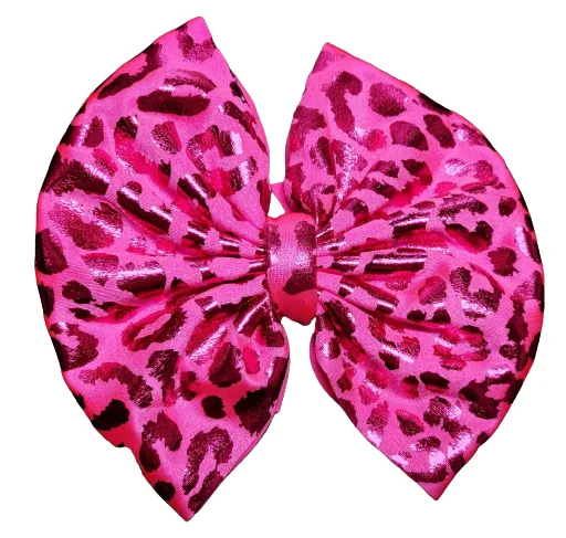 Pink Metallic Leopard Bow