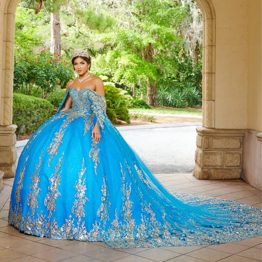 Pink Quinceanera Dresses Gold Lace Appliques Mexican Ball Gown Prom Party Dress