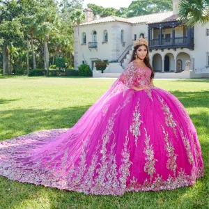 Pink Quinceanera Dresses Gold Lace Appliques Mexican Ball Gown Prom Party Dress