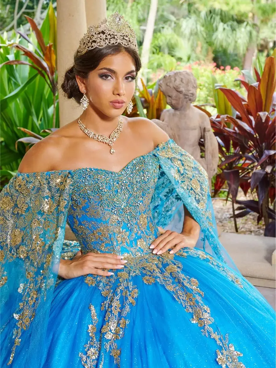 Pink Quinceanera Dresses Gold Lace Appliques Mexican Ball Gown Prom Party Dress