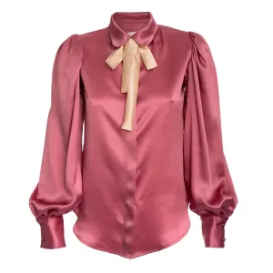 pink silk blouse