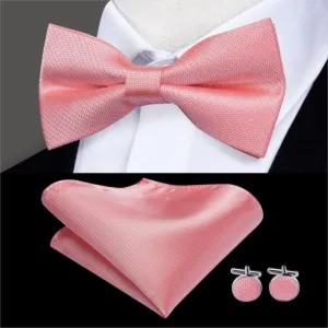 Pink Solid Stripes Matching Bowtie Set (3pc)