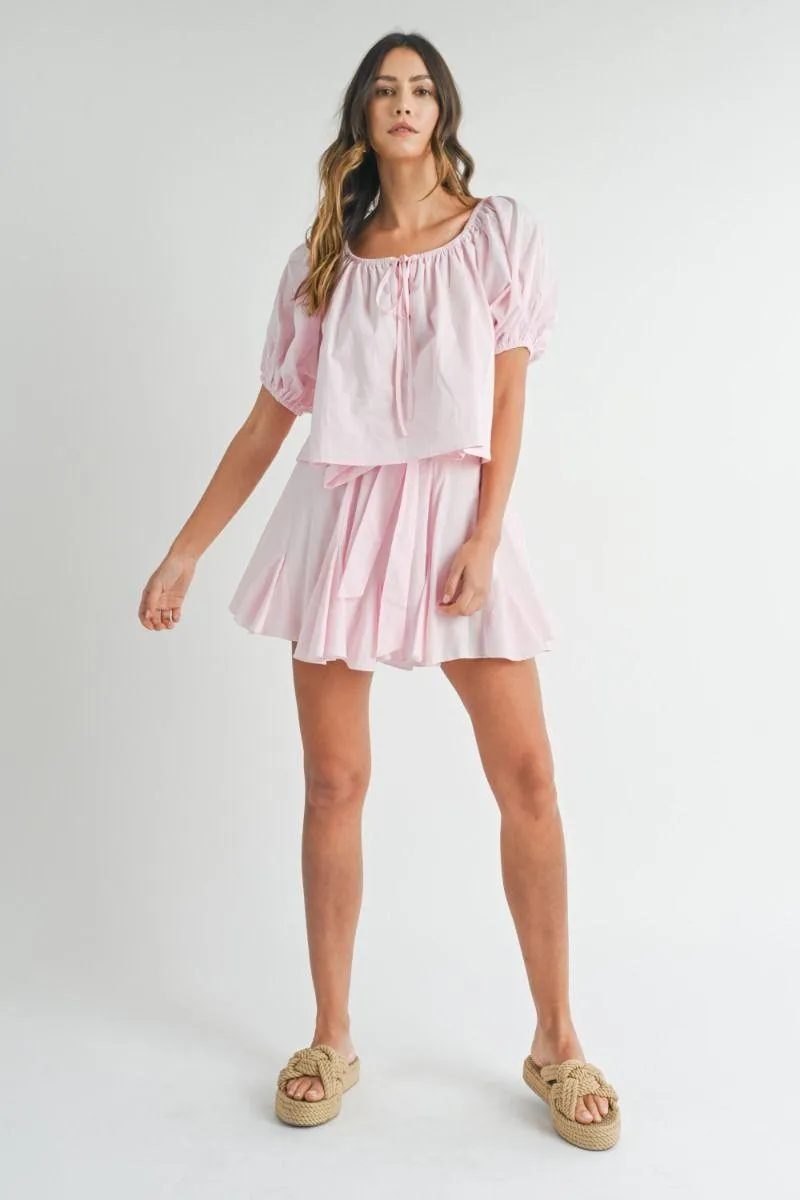 Pink Top and Skirt Set