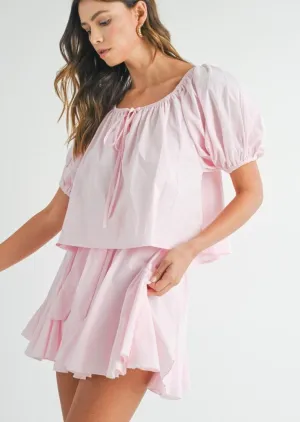 Pink Top and Skirt Set