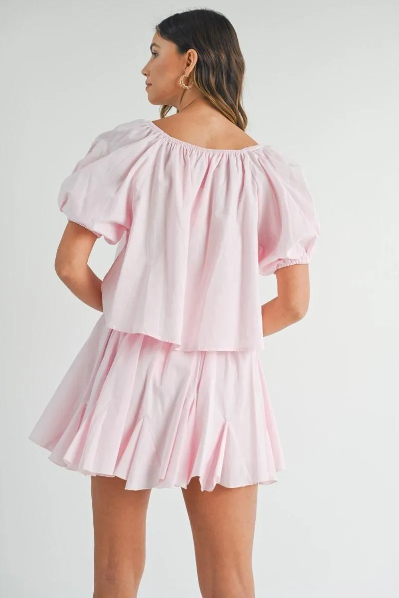 Pink Top and Skirt Set
