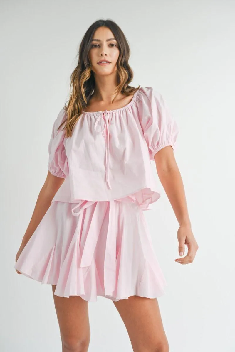 Pink Top and Skirt Set