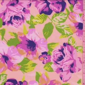 Pink/Aqua/Lime Tropical Floral Scuba Knit Fabric