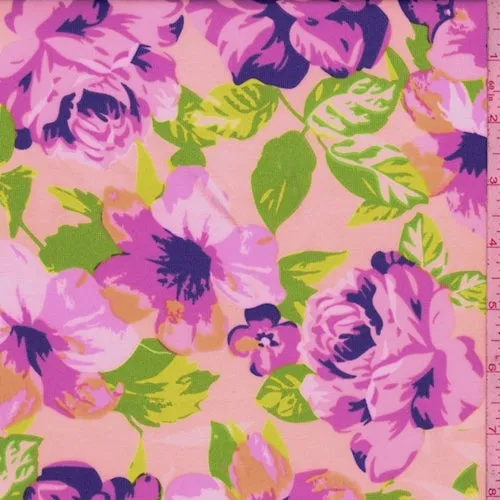 Pink/Aqua/Lime Tropical Floral Scuba Knit Fabric