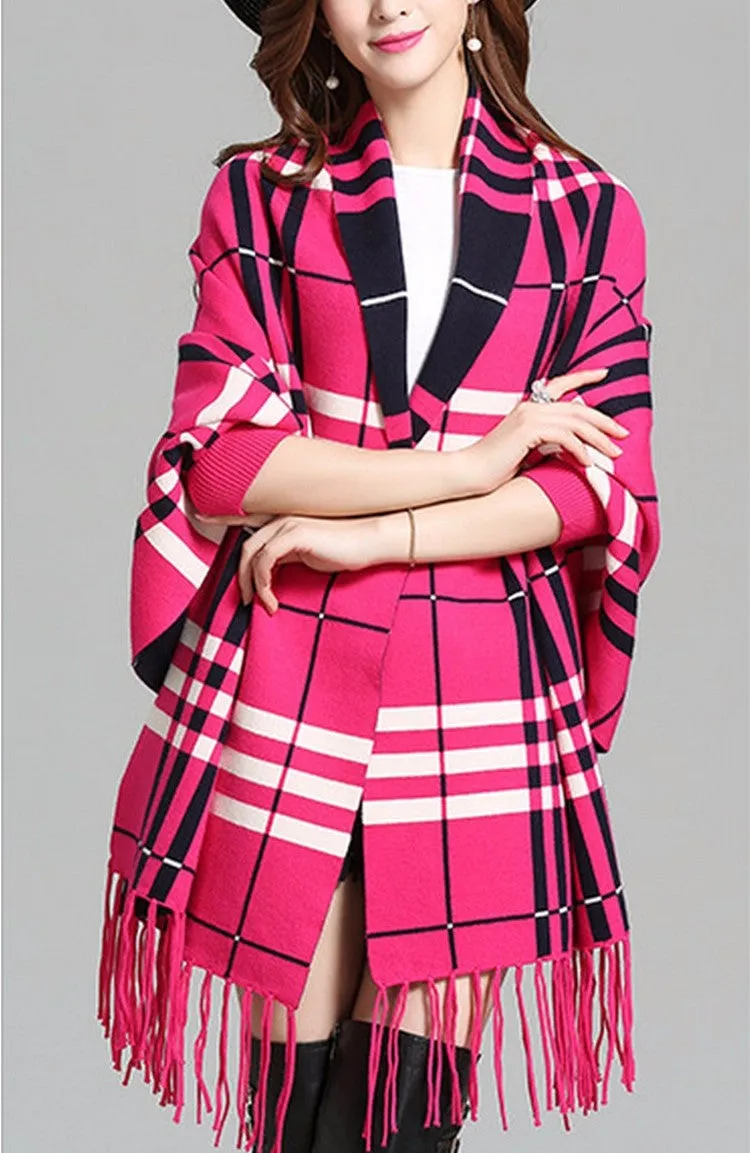 Plaid Fringe Cardigan