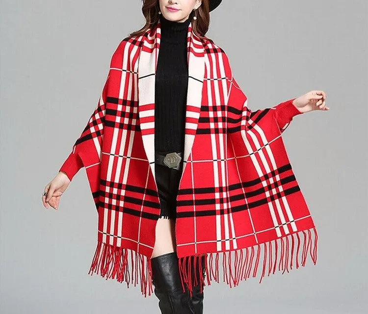 Plaid Fringe Cardigan