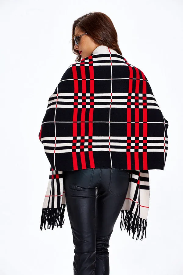 Plaid Fringe Cardigan