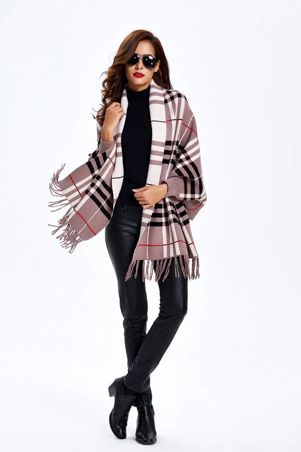 Plaid Fringe Cardigan