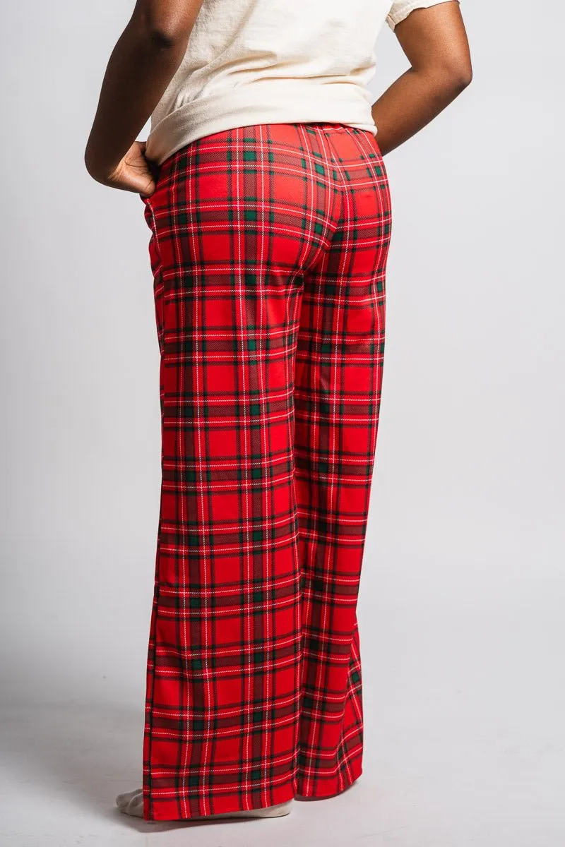 Plaid pajama pants red