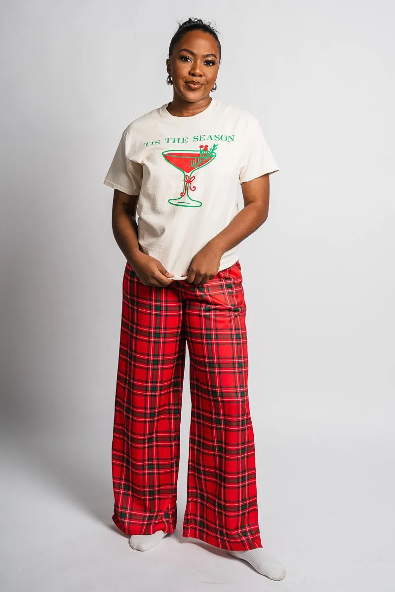 Plaid pajama pants red