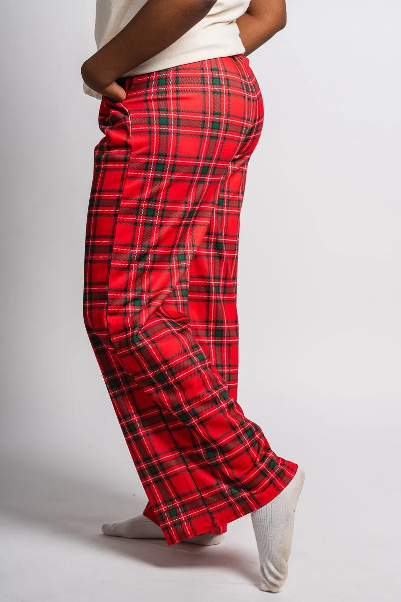 Plaid pajama pants red