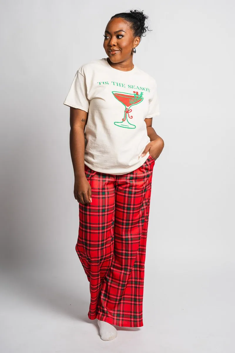Plaid pajama pants red