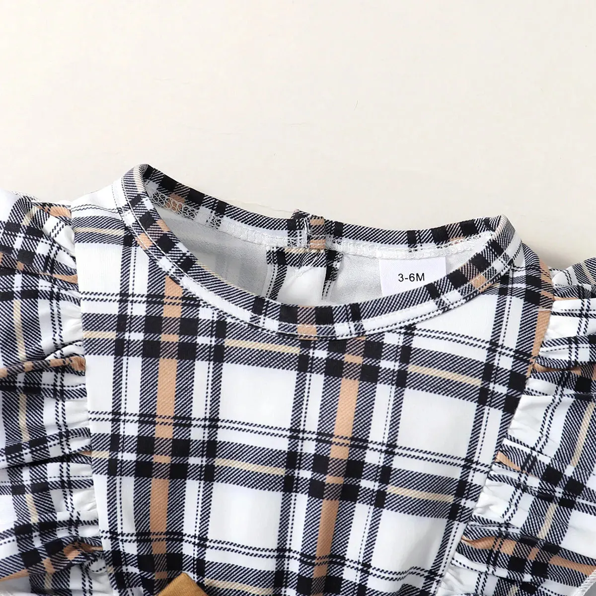 Plaid Ruffle Romper Set for Newborn Girls