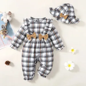 Plaid Ruffle Romper Set for Newborn Girls