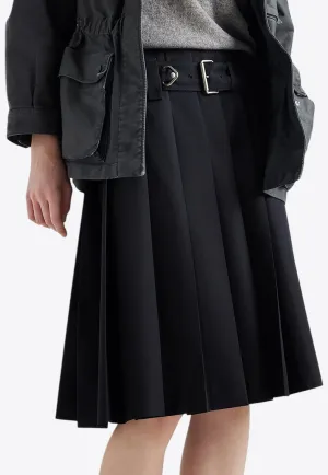 Pleated Belted Skirt