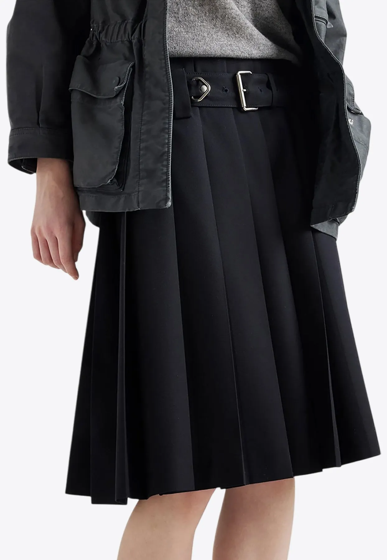 Pleated Belted Skirt