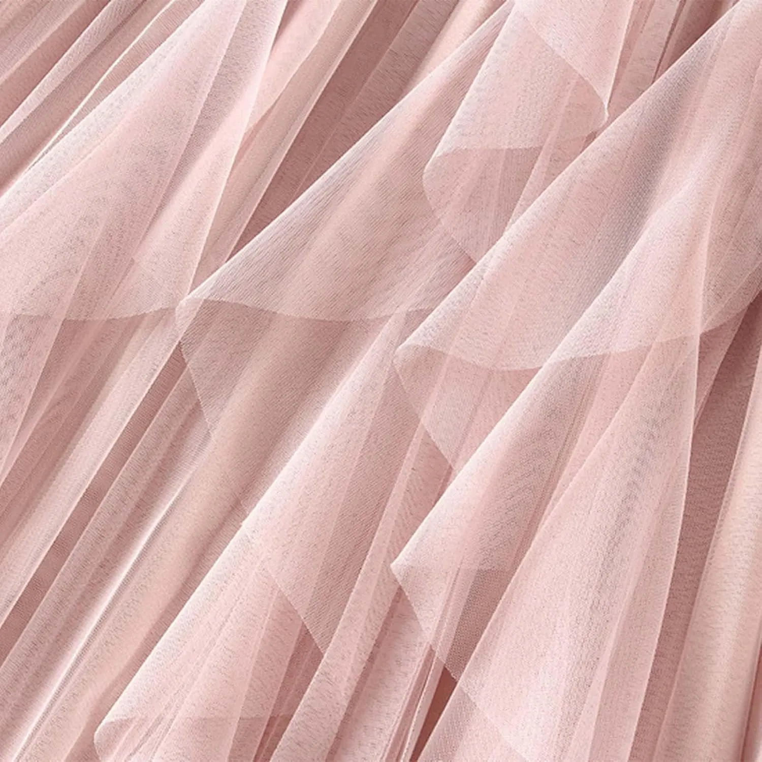 Pleated Midi Skirts for Women Summer Elastic Waisted Flowy Swing A-Line Patchwork Ruffle Tulle Skirt