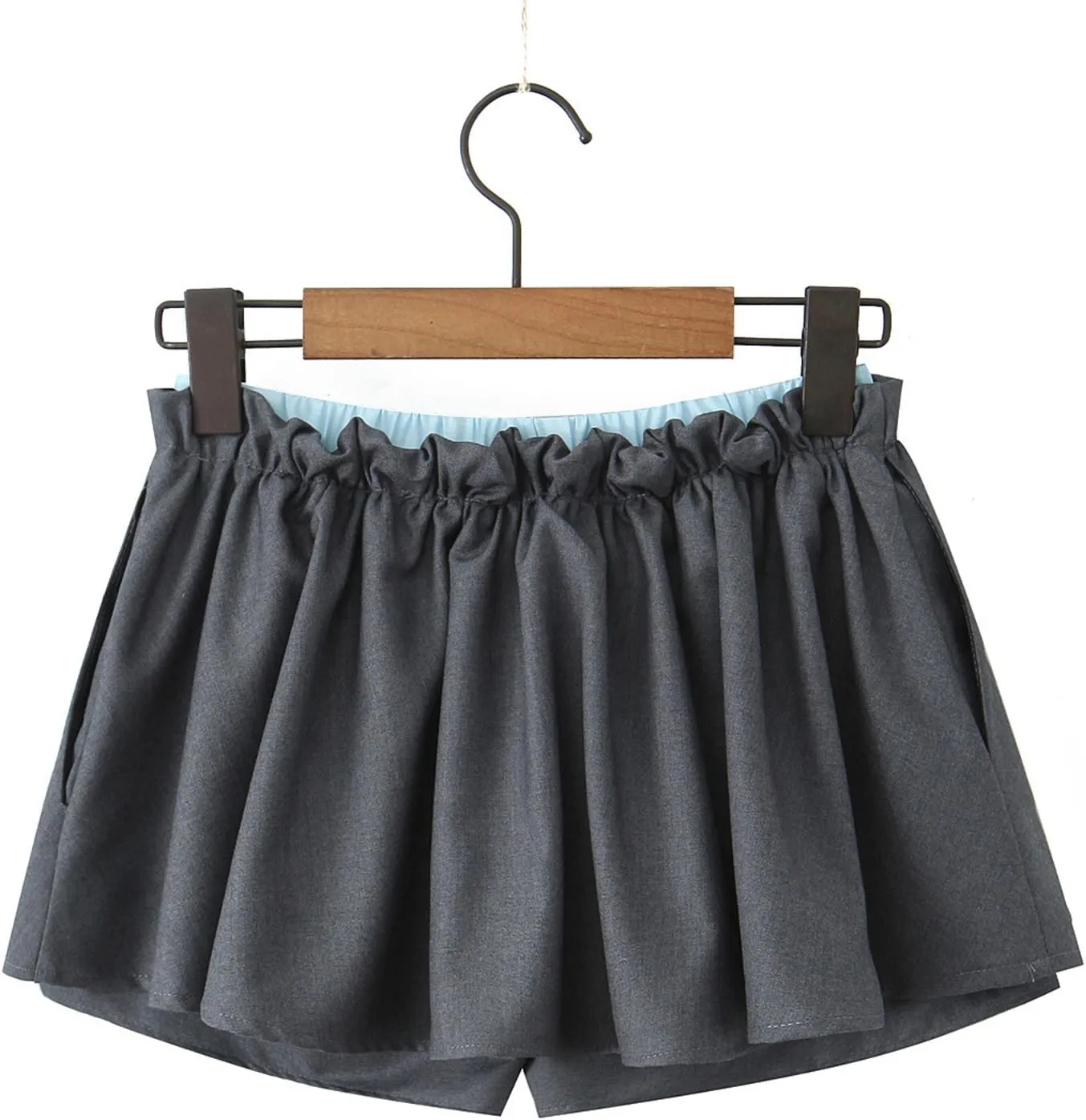 Pleated Mini Skirts for Women Teen Girls Elastic Waist Casual Uniform A Line Mini Skorts Skirts with Shorts Pockets