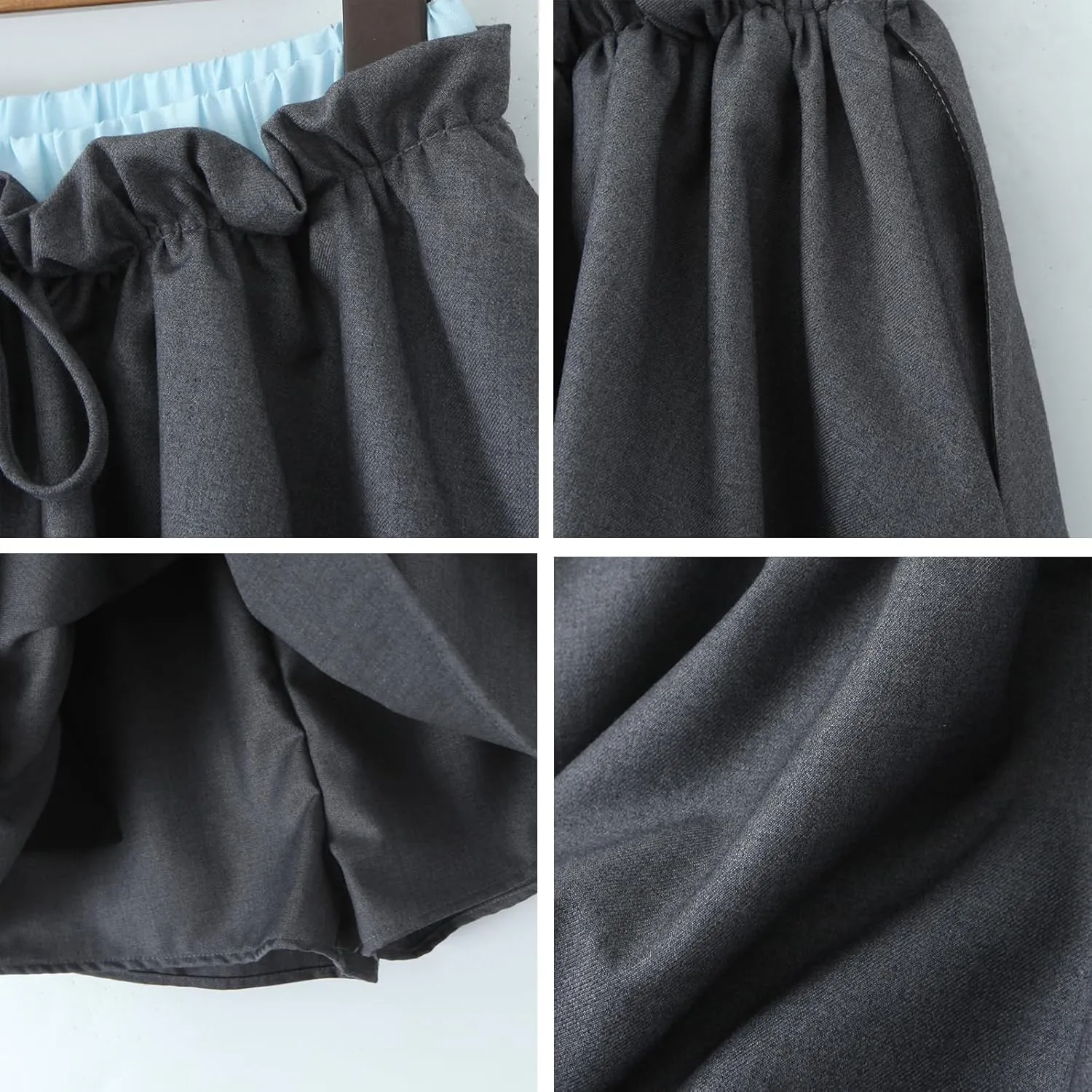 Pleated Mini Skirts for Women Teen Girls Elastic Waist Casual Uniform A Line Mini Skorts Skirts with Shorts Pockets
