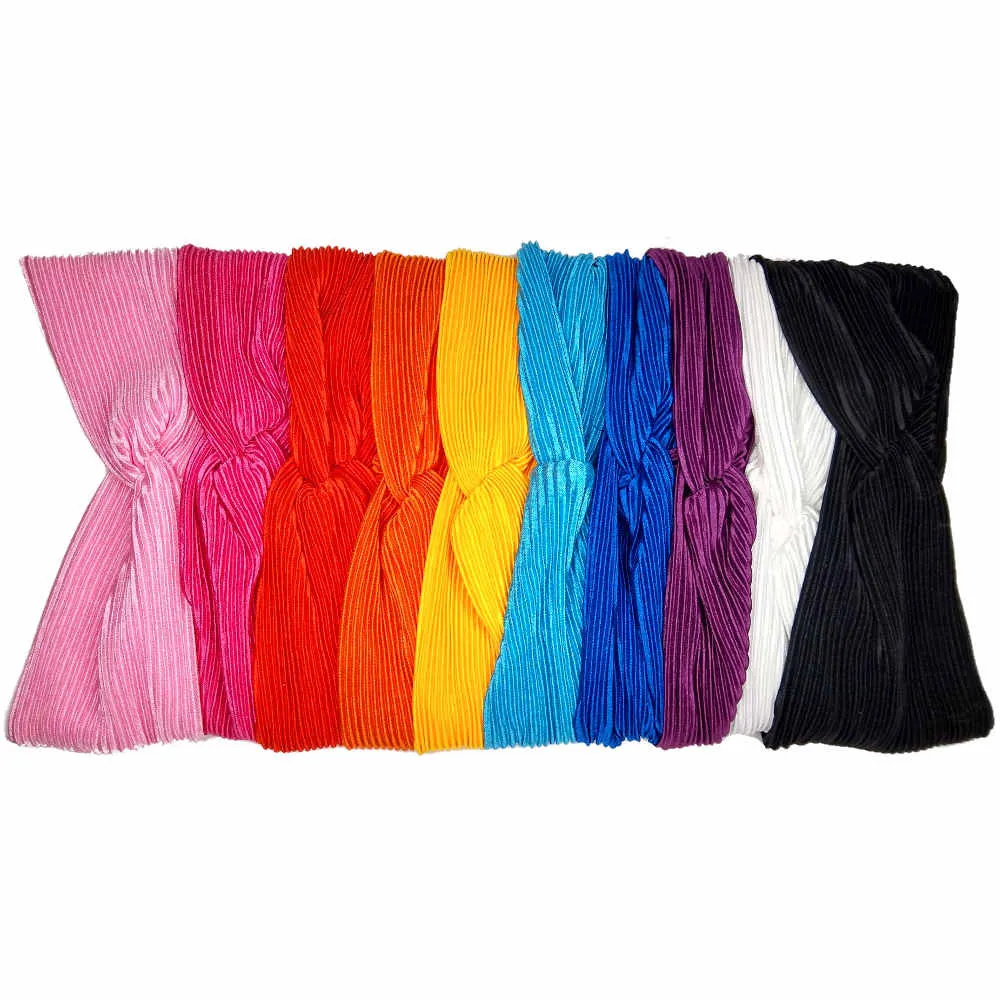 Pleated Satin Turban Headbands, Bulk Pack