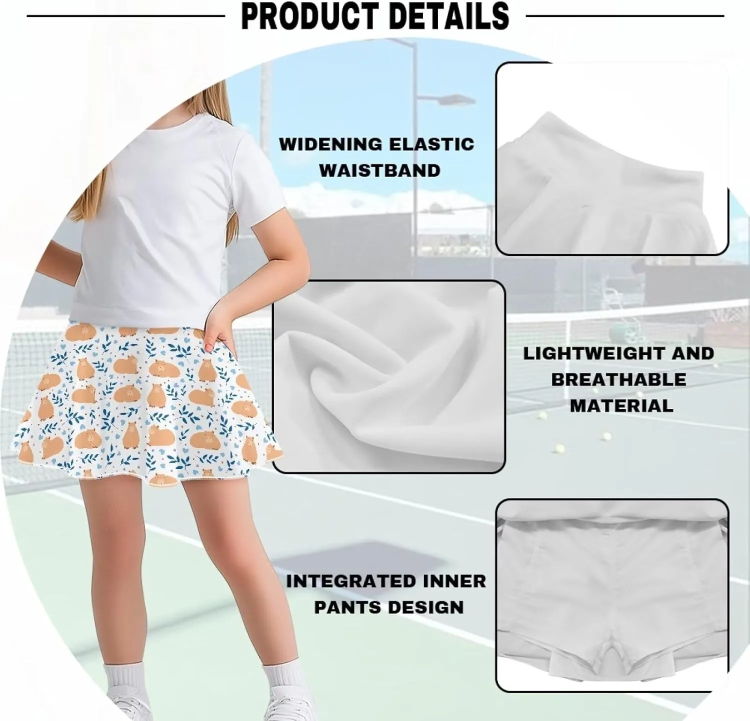 Pleated Skirts Girls' Tennis Skirts Golf Skort Athletic Skirts with Shorts