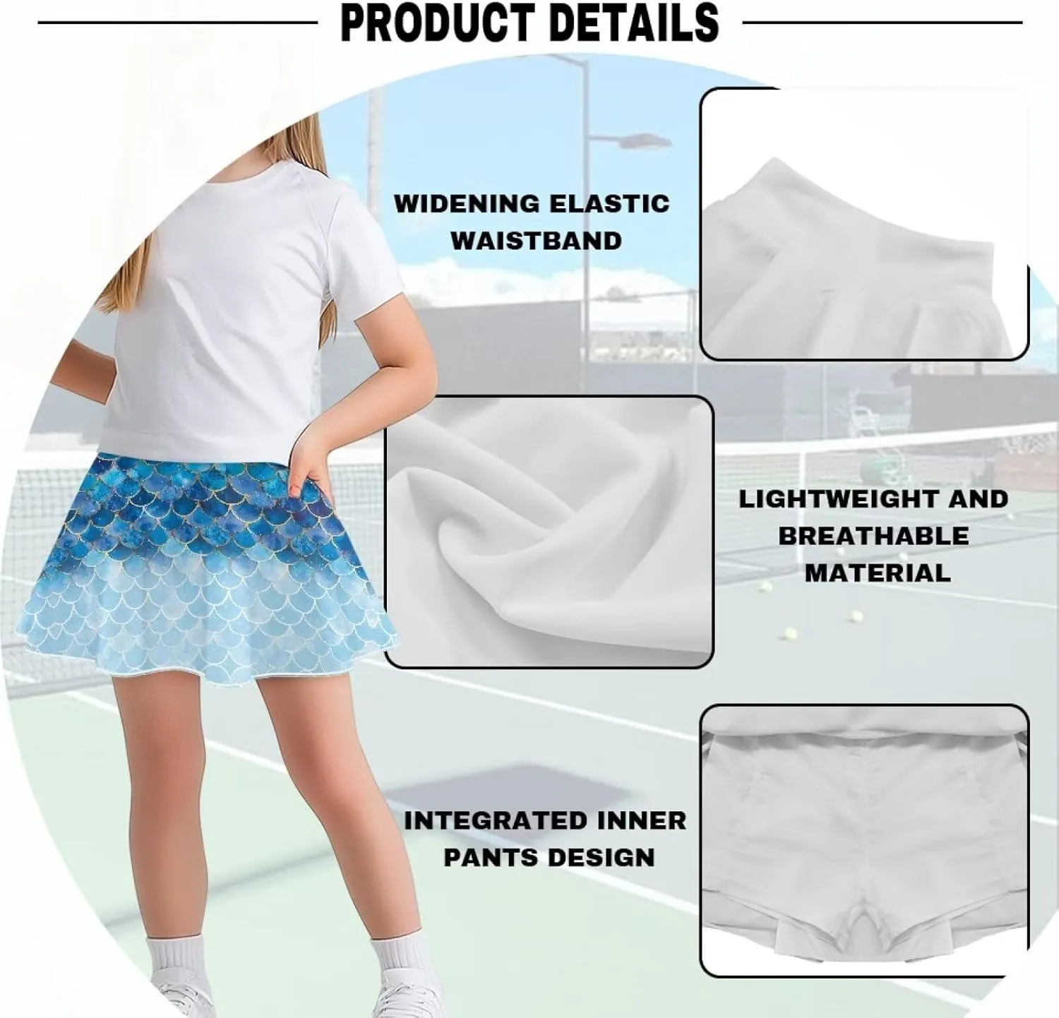 Pleated Skirts Girls' Tennis Skirts Golf Skort Athletic Skirts with Shorts
