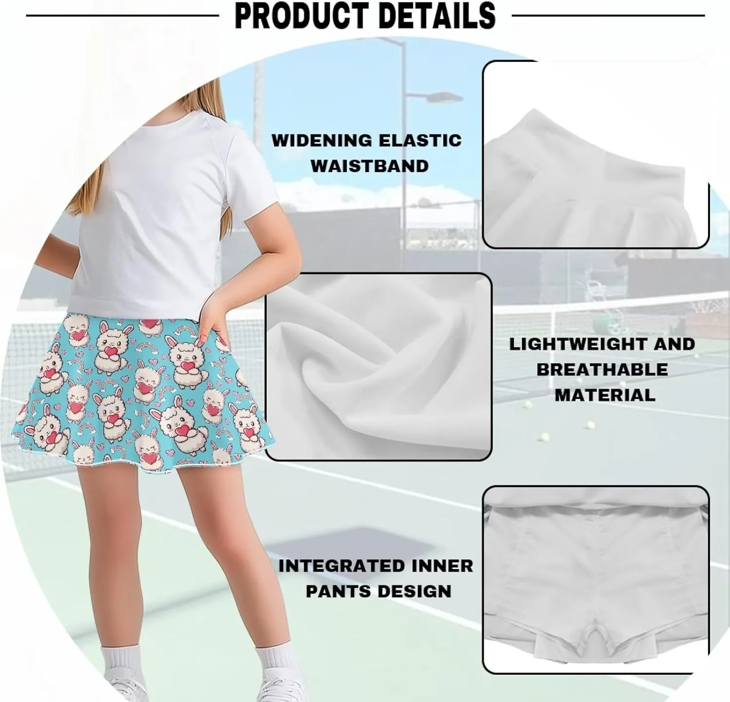 Pleated Skirts Girls' Tennis Skirts Golf Skort Athletic Skirts with Shorts