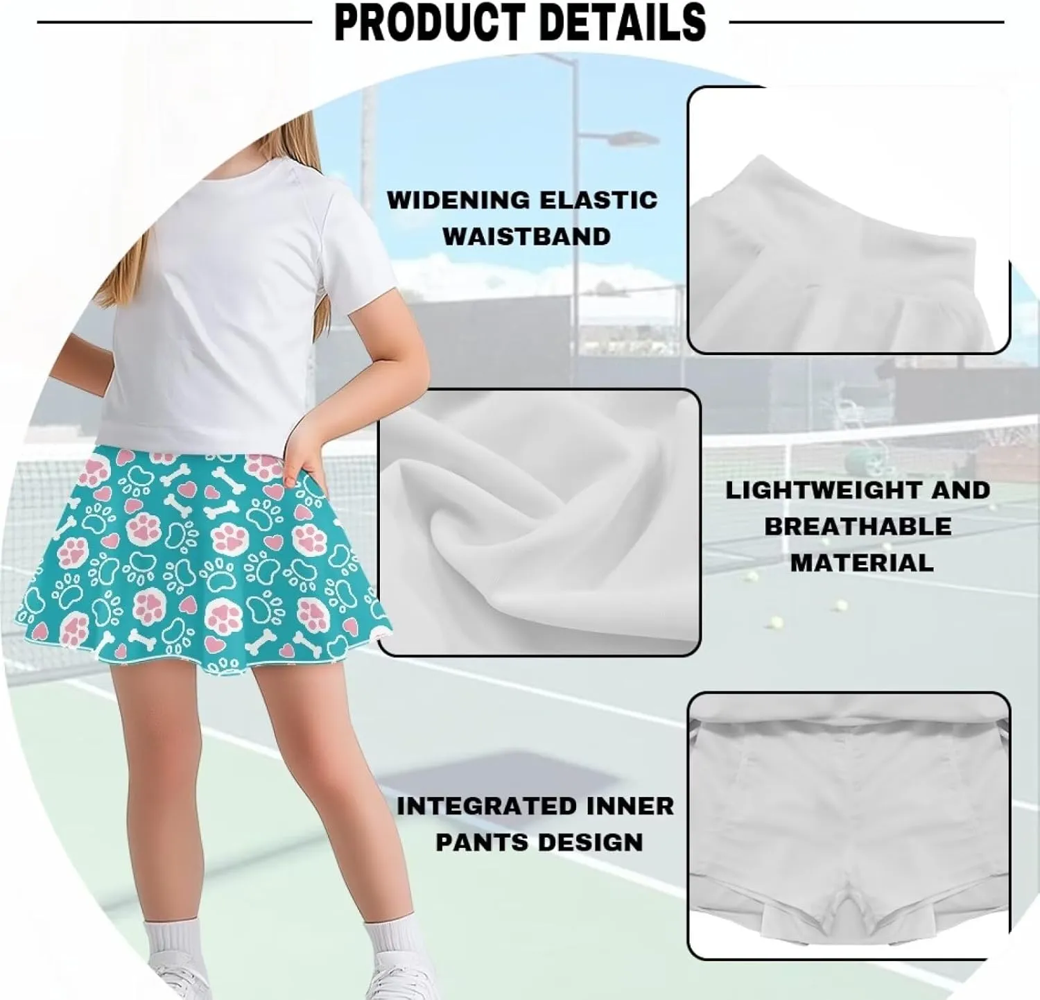 Pleated Skirts Girls' Tennis Skirts Golf Skort Athletic Skirts with Shorts
