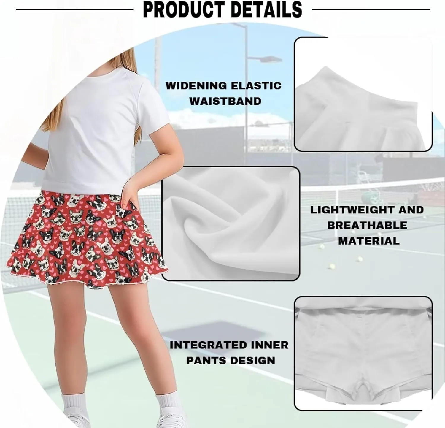 Pleated Skirts Girls' Tennis Skirts Golf Skort Athletic Skirts with Shorts