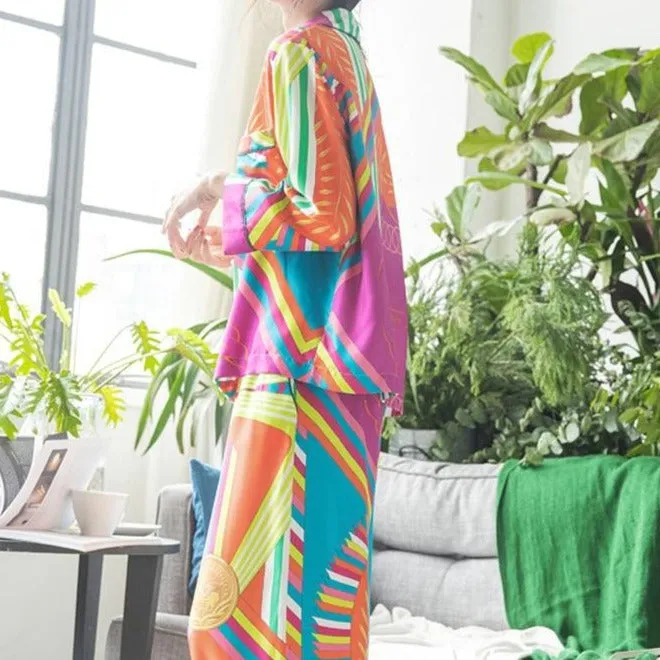 Plus Size Long Sleeves Two Pieces  Sleepwear Set