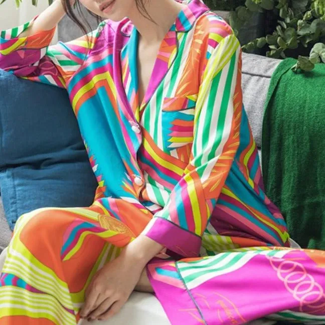 Plus Size Long Sleeves Two Pieces  Sleepwear Set