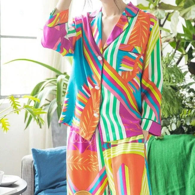 Plus Size Long Sleeves Two Pieces  Sleepwear Set