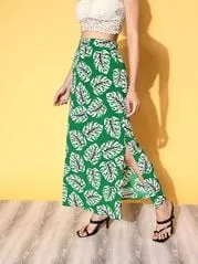 plusS Green Floral Indie Gal Skirt