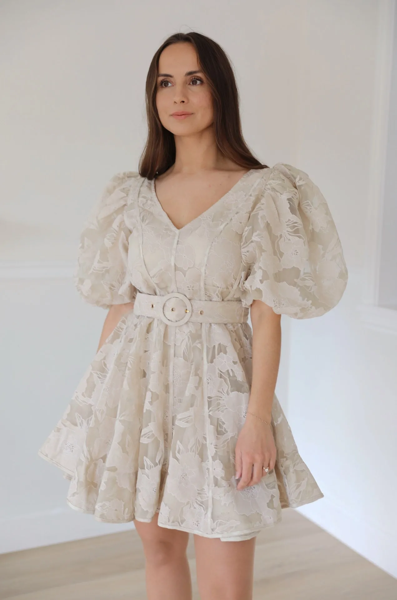 Polina Beige Floral Dress