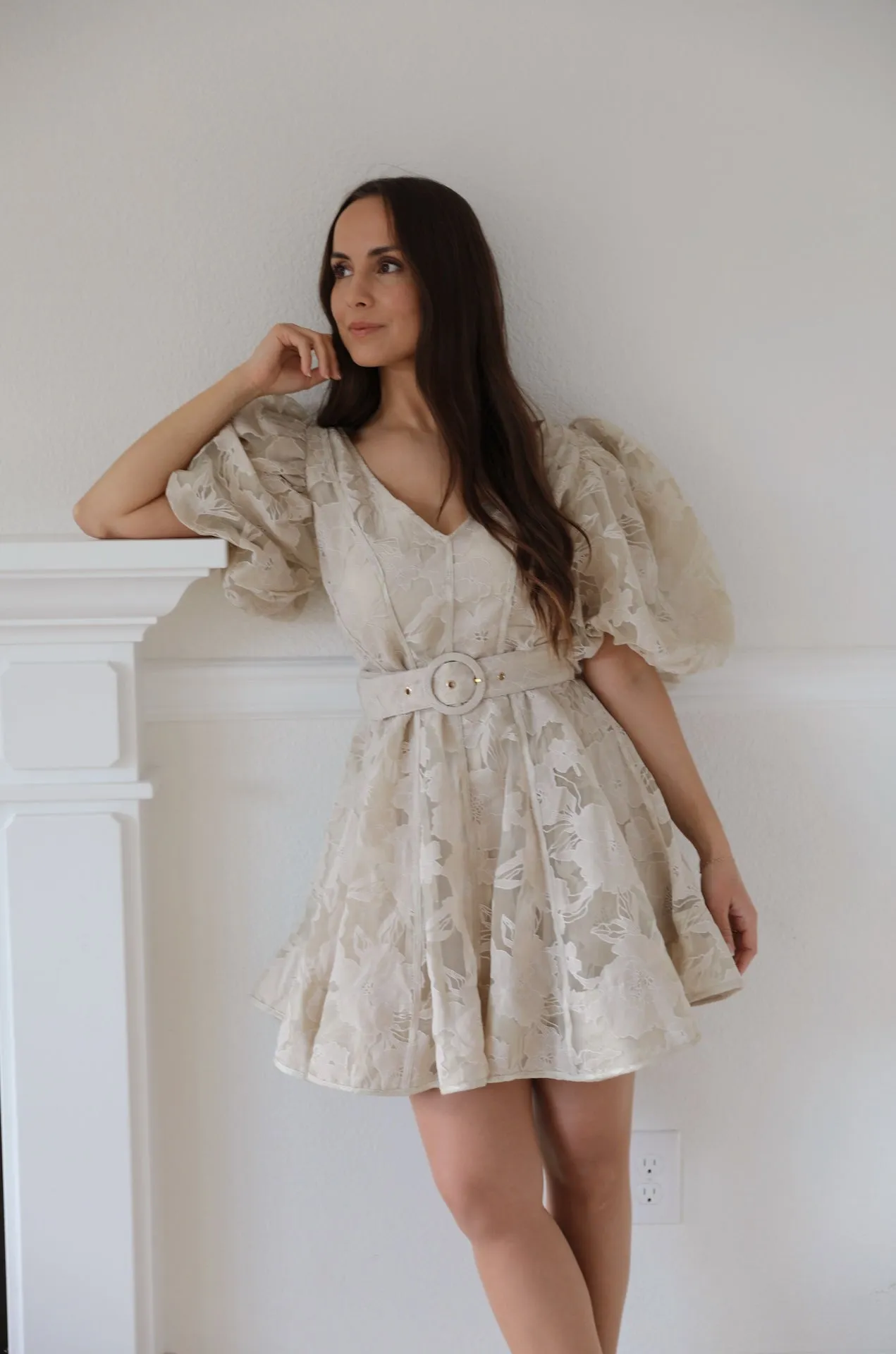 Polina Beige Floral Dress