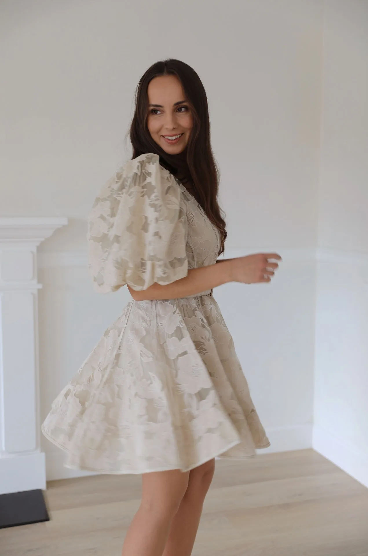 Polina Beige Floral Dress