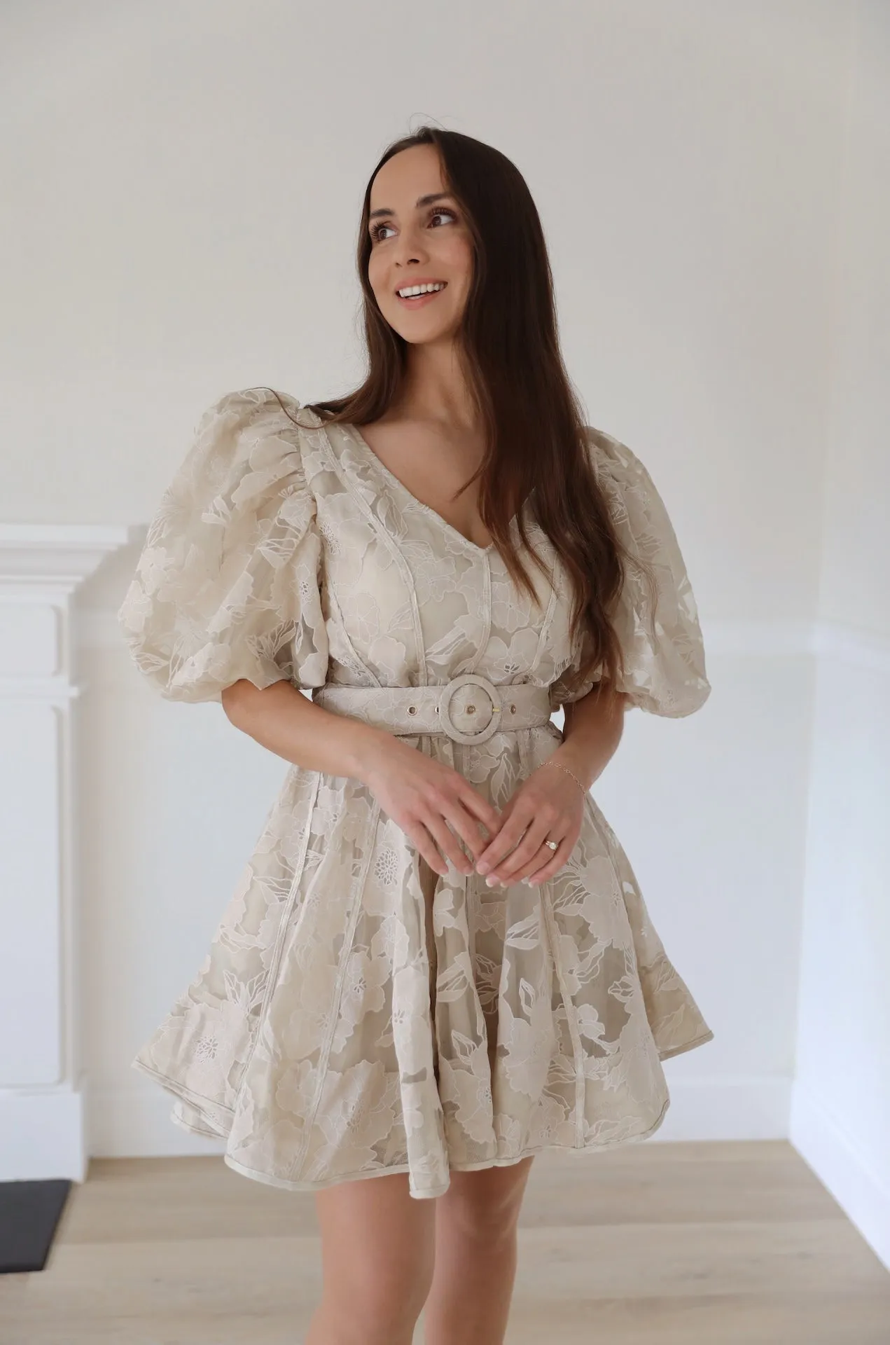 Polina Beige Floral Dress