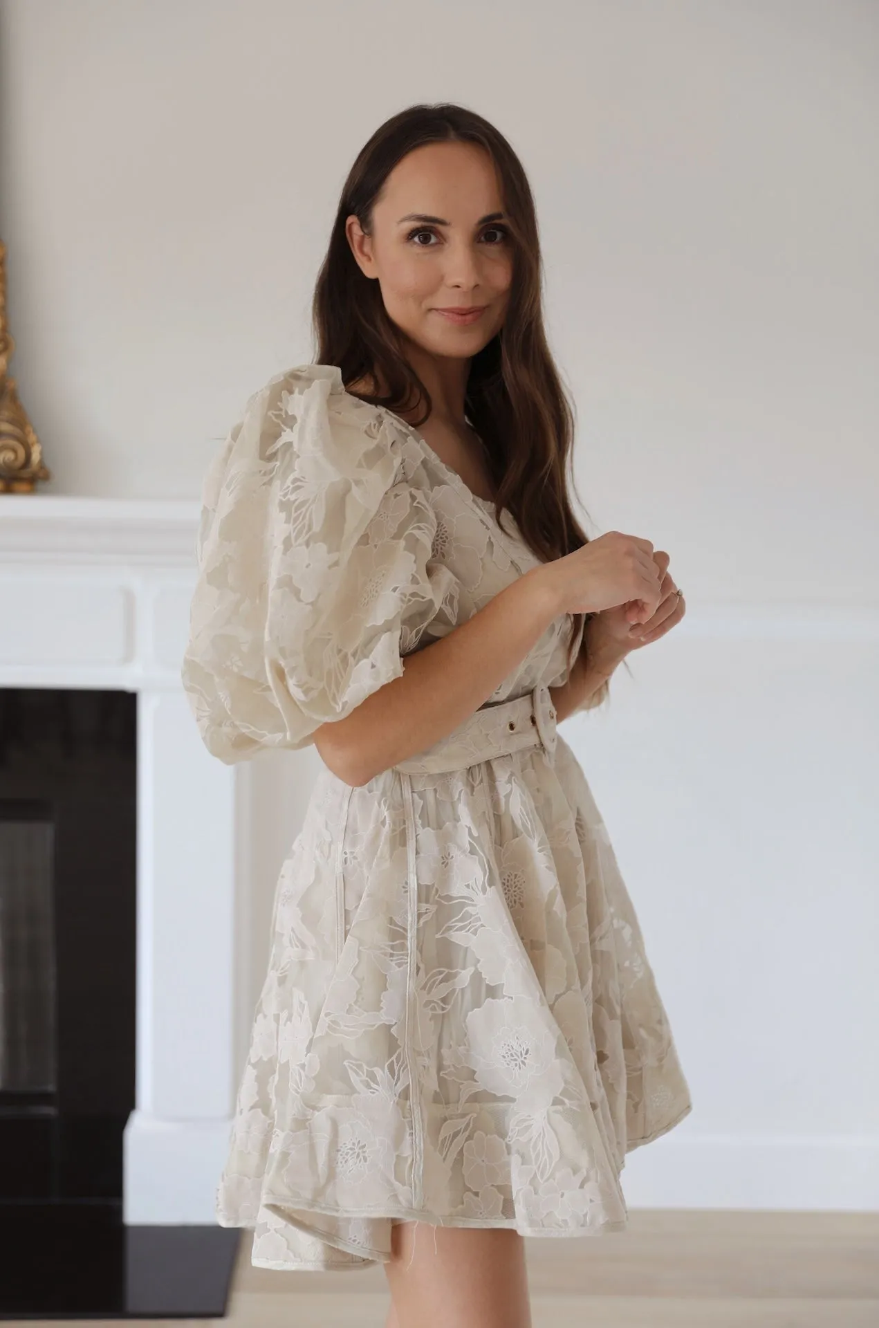 Polina Beige Floral Dress