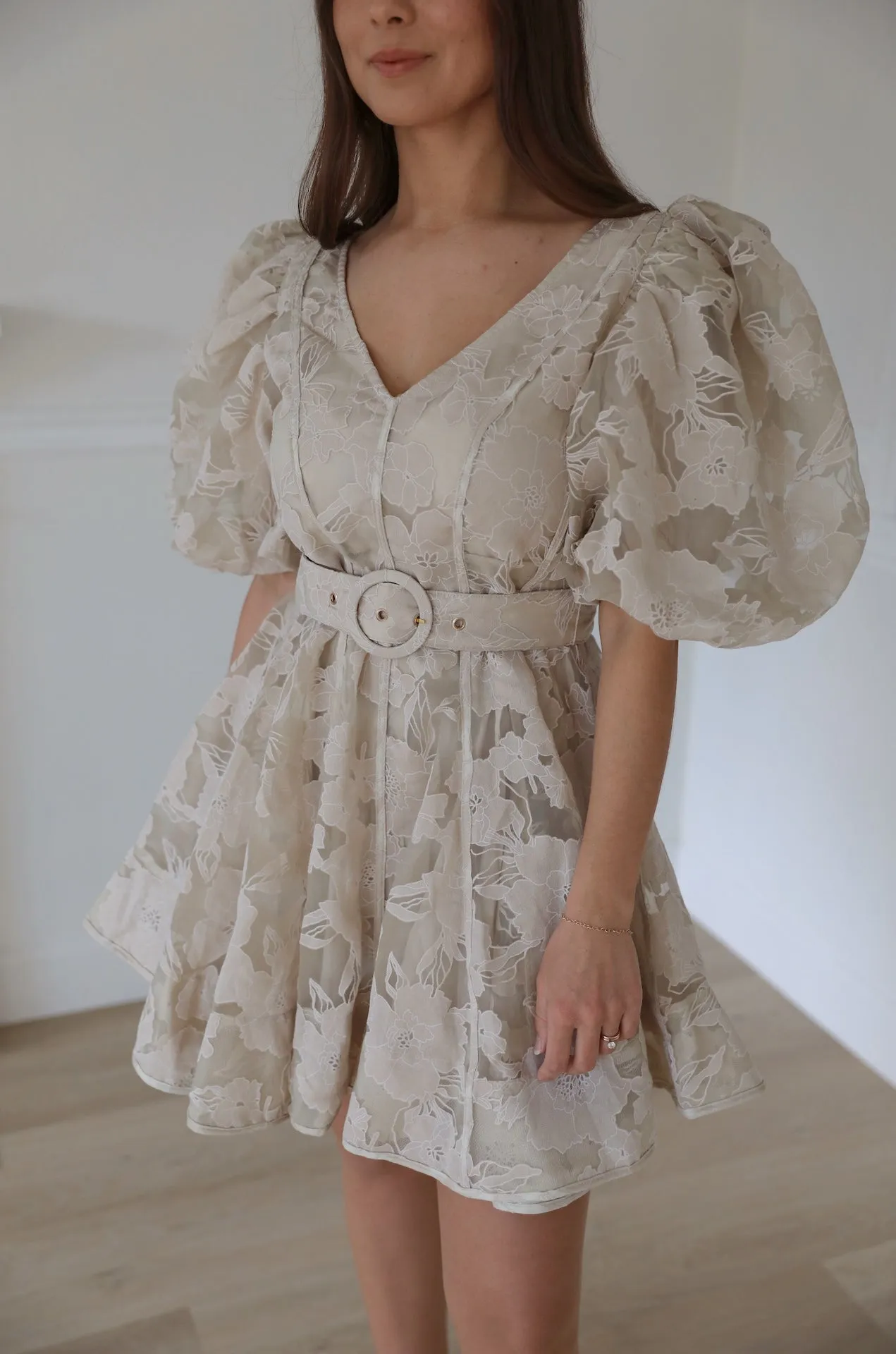 Polina Beige Floral Dress